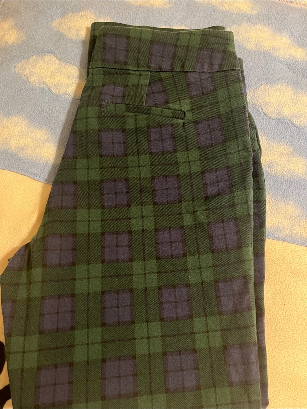 croft & barrow Green and Navy Plaid Straight-Leg Pants